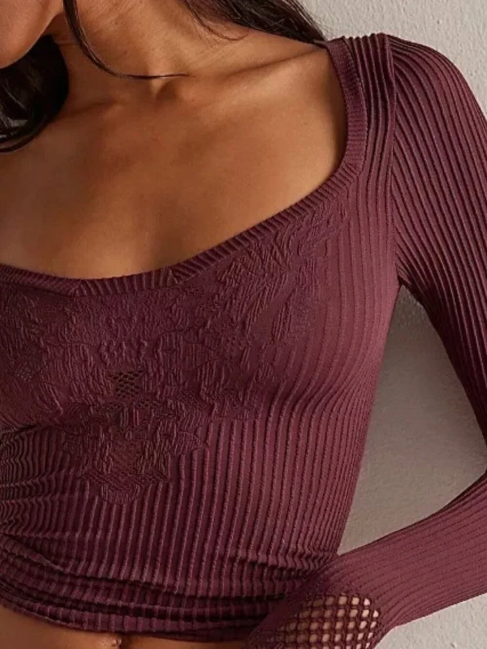 NWT Free People Dynamic Duo Long Sleeve in Vintage Grape